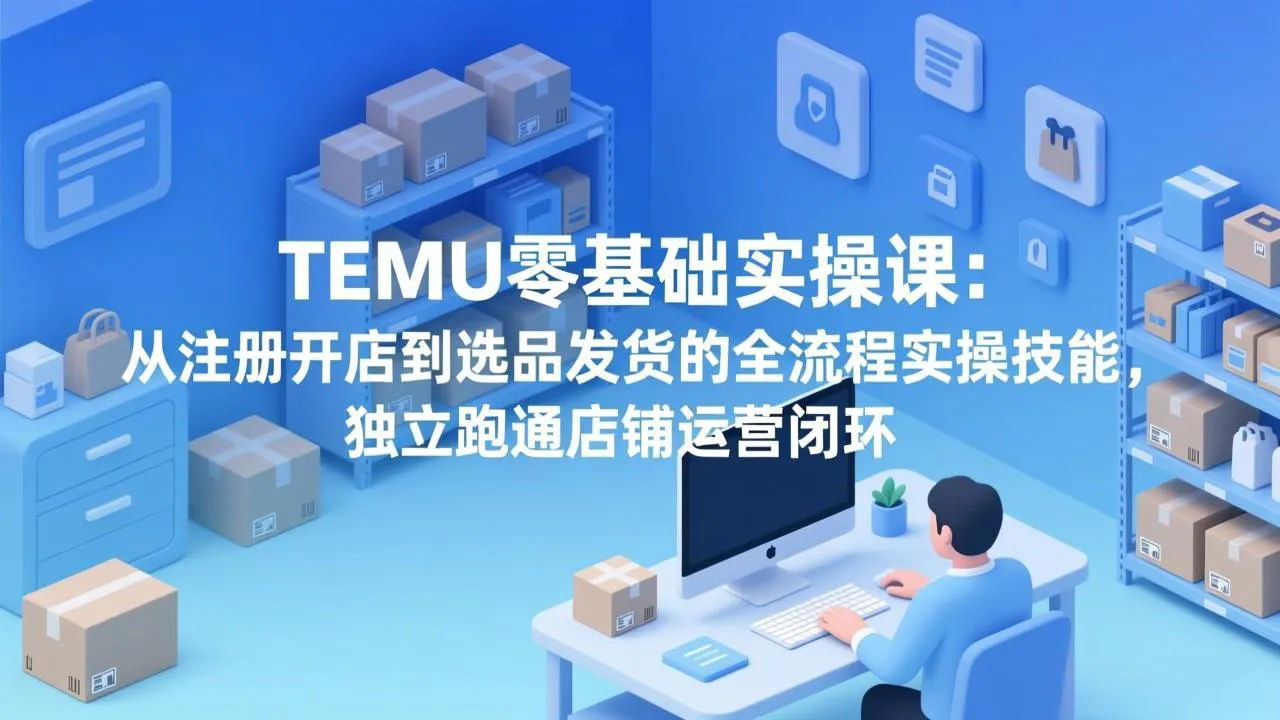 TEMU零基础实操课：从注册开店到选品发货的全流程实操技能，独立跑通店铺运营闭环-时光芝士