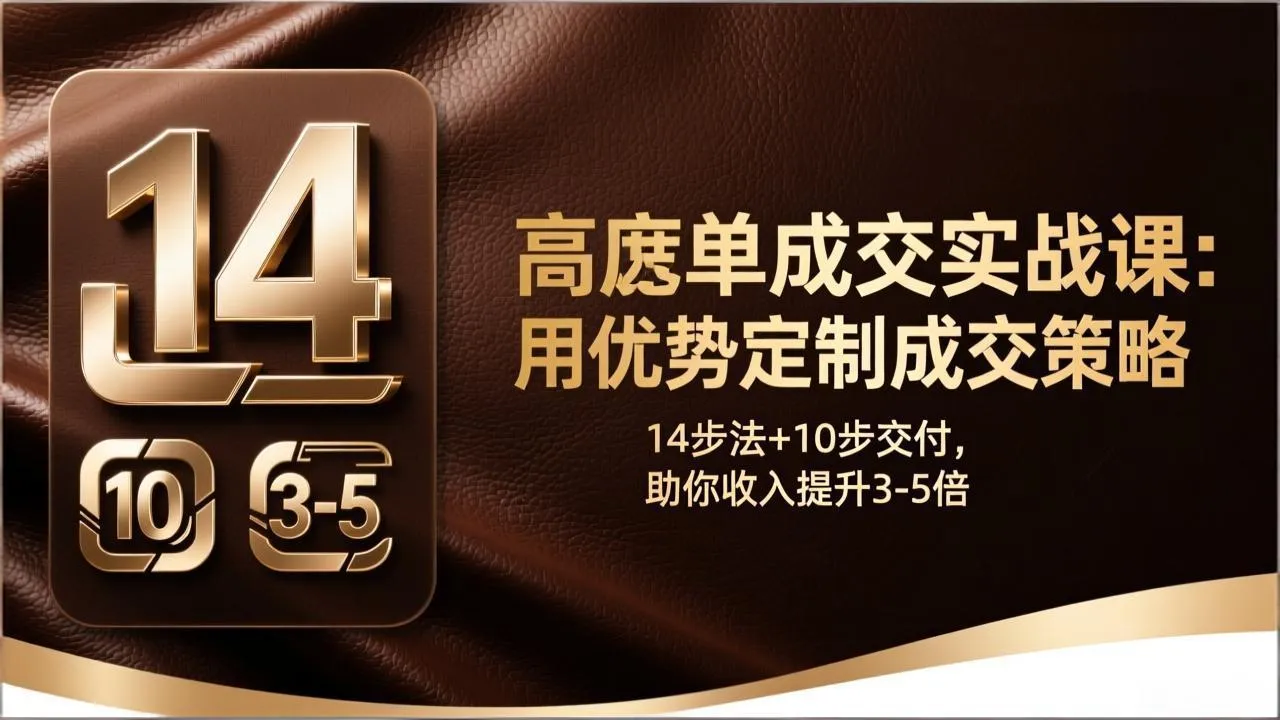 高客单成交实战课：用优势定制成交策略，14步法+10步交付，助你收入提升3-5倍-时光芝士