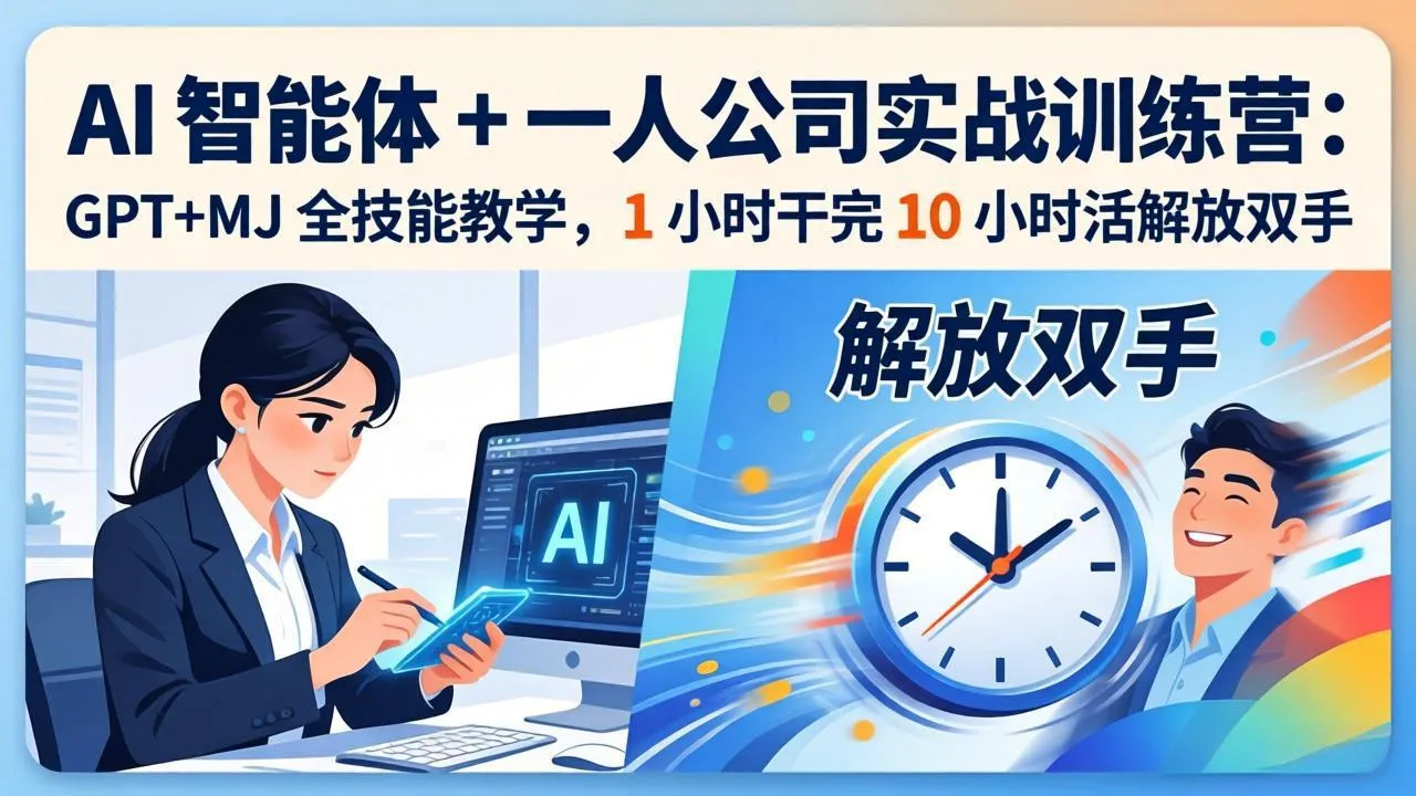AI 智能体 + 一人公司实战训练营：GPT+MJ 全技能教学，1 小时干完 10 小时活解放双手-时光芝士